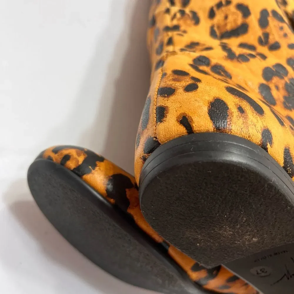 Guissepe Zanotti Leather Faux Cheetah Knee boots sz 7 US